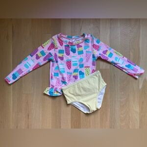 Ruffle Butts Pink Popsicle Rash Guard Set